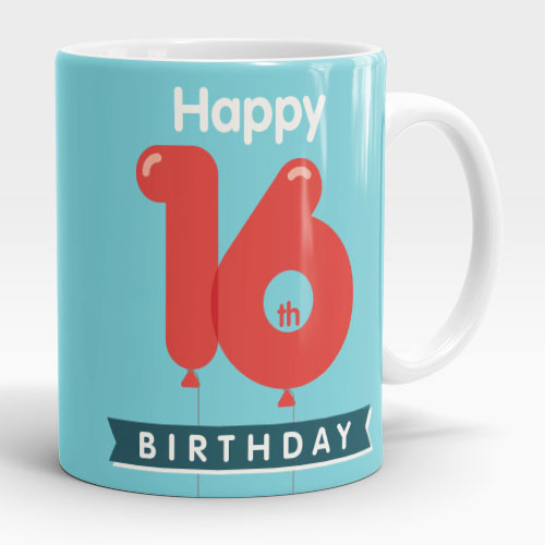 16th birthday balloons mug