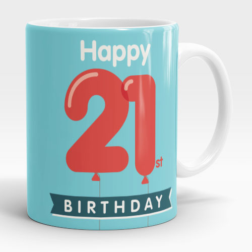 21st birthday balloons mug