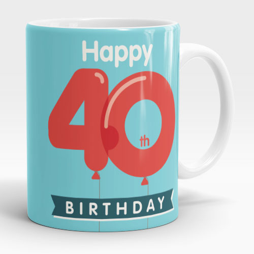 40th birthday balloons mug