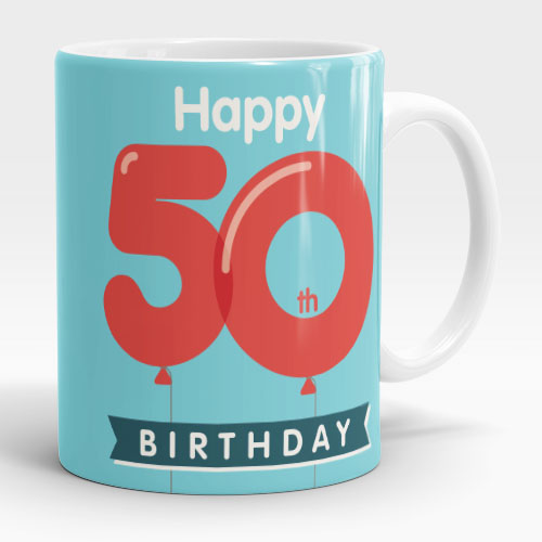 50th birthday balloons mug