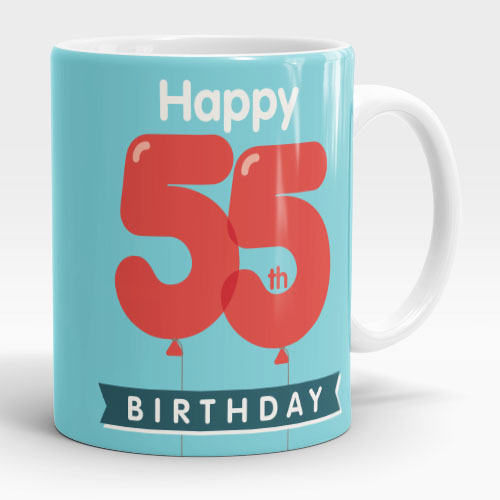 55th birthday balloons mug