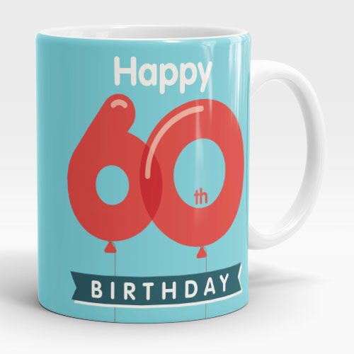 60th birthday balloons mug