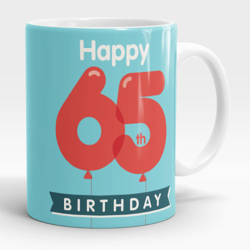 65th birthday balloons mug