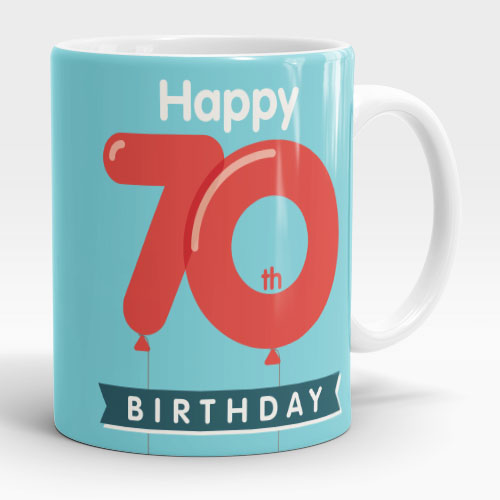 70th birthday balloons mug