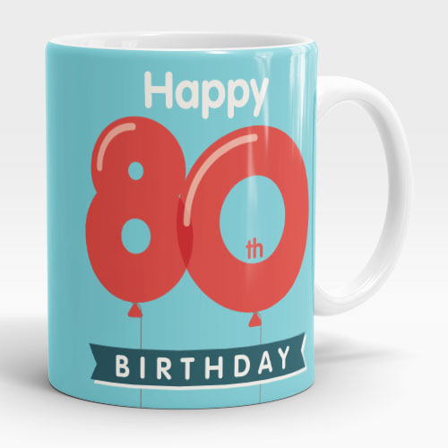 80th birthday balloons mug