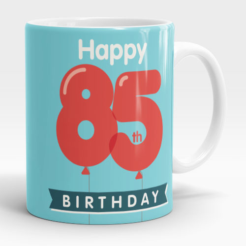 85th birthday balloons mug