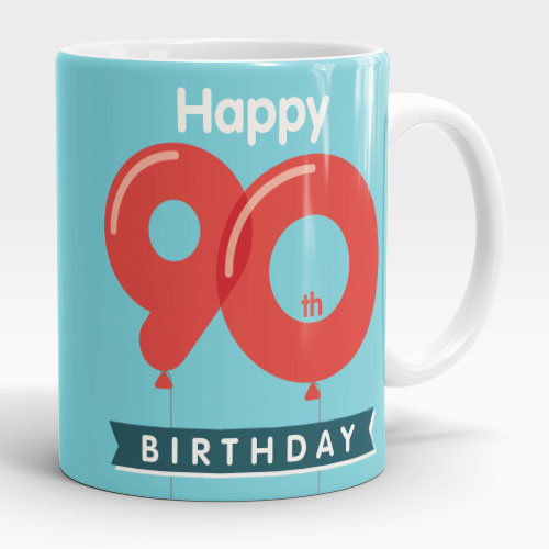 90th birthday balloons mug