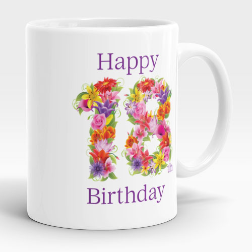 floral 18th birthday mug