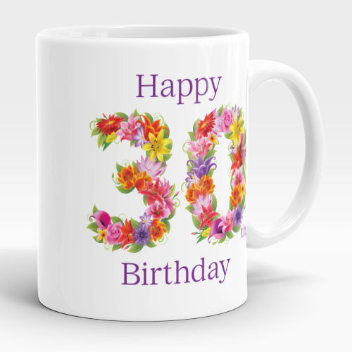 floral 30th birthday mug