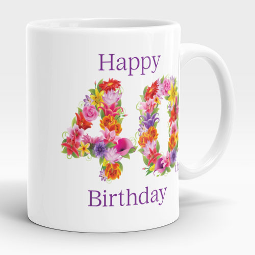 floral 40th birthday mug