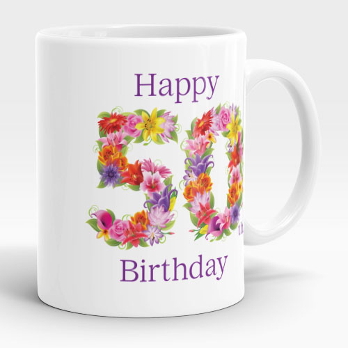 floral 50th birthday mug