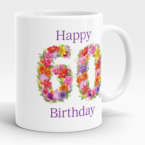 floral 60th birthday mug