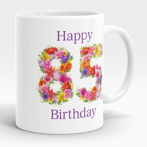 floral 85th birthday mug