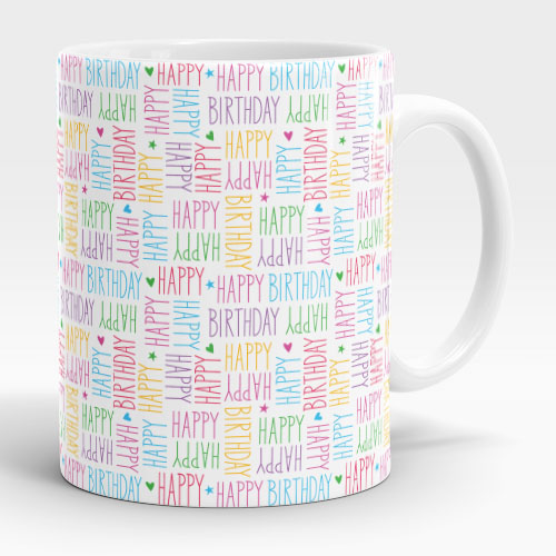 happy birthday pattern mug