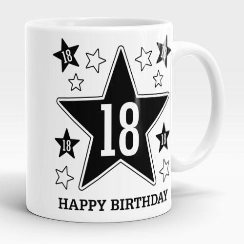 18th birthday gift mug stars design