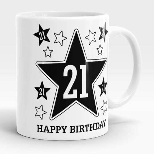 21st birthday gift mug stars design