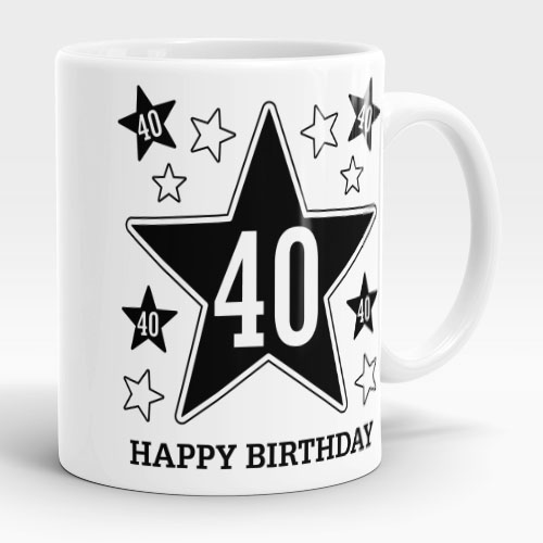 40th birthday gift mug stars design