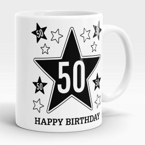 50th birthday gift mug stars design