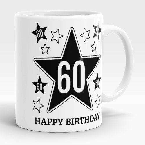 60th birthday gift mug stars design