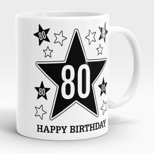 80th birthday gift mug stars design