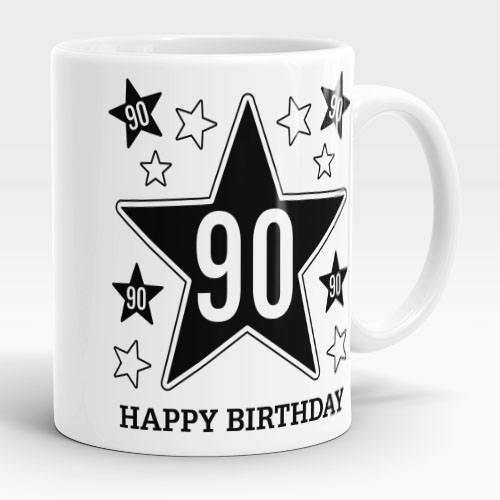 90th birthday gift mug stars design