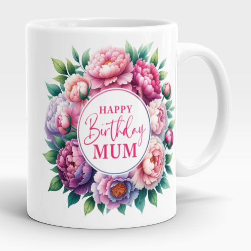 peony bouquet happy birthday mum mug