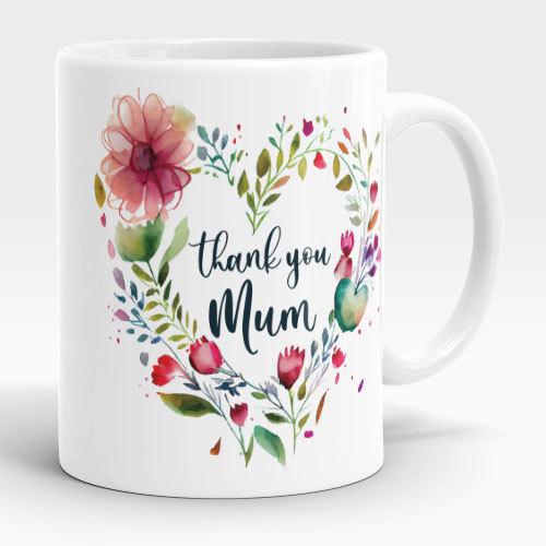 thank you mum watercolour heart mug