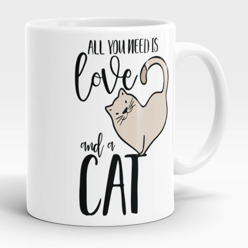 all you need is love and a cat mug