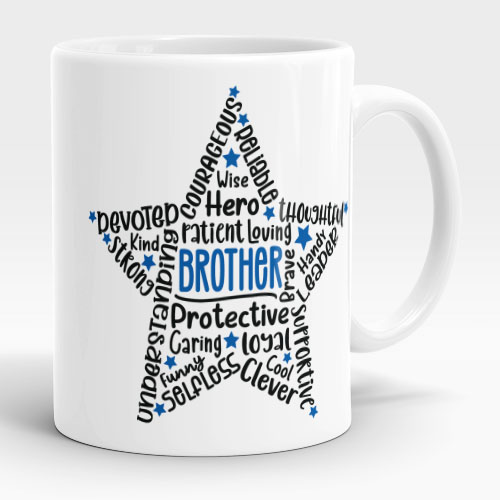 brother word cloud star mug