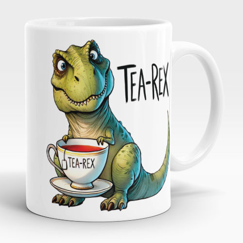 tea rex dinosaur mug